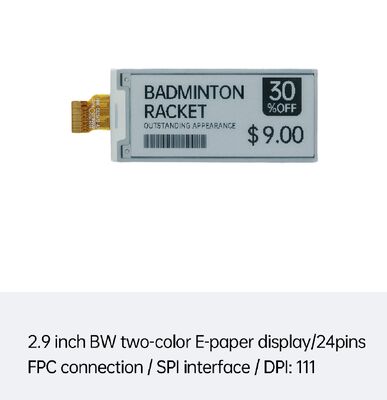 अच्छी कीमत 2.9 इंच ब्लैक एंड व्हाइट ई-इंक डिस्प्ले, स्मार्ट ईएसएल और रिटेल के लिए SPI इंटरफ़ेस के साथ ऑनलाइन